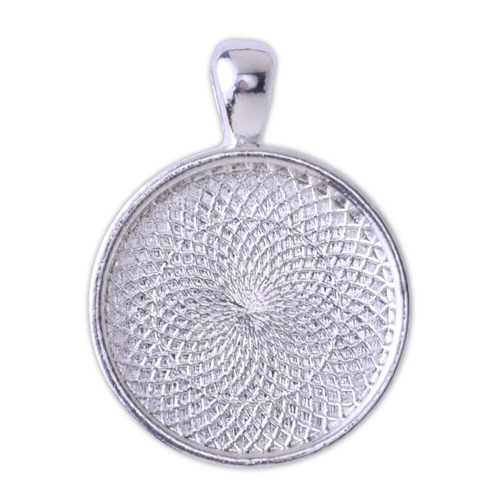 Rosebeading 20PCS 20mm Round bezels pendant trays,circle pendant trays,Photo Pendants,Silver Plated