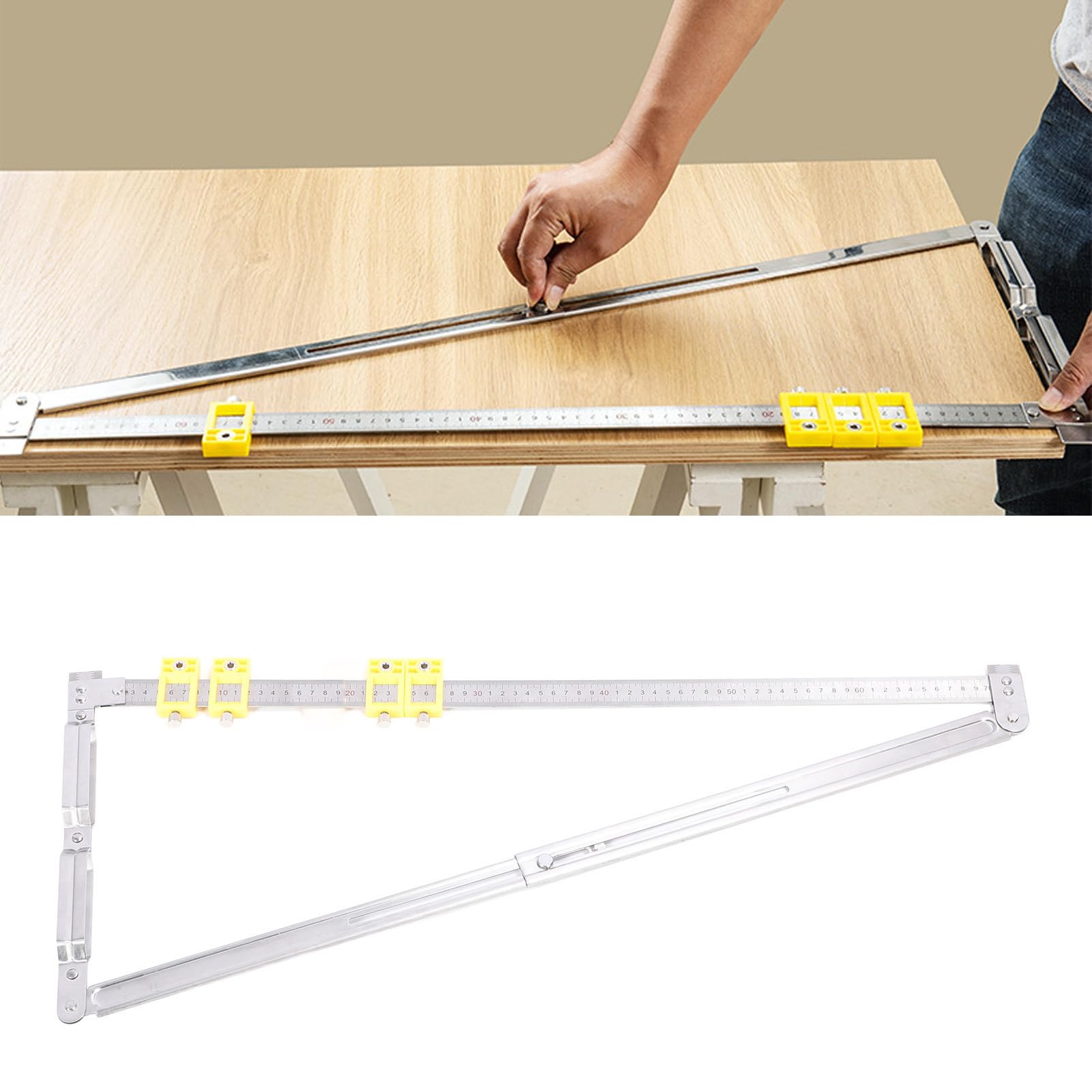 FTVOGUE Righello di Posizionamento Connettore Nascosto 2 in 1, Strumento di Tracciamento Telescopico in Acciaio Inossidabile per Progetti di Lavorazione del Legno, Strumento di Misurazione Portatile