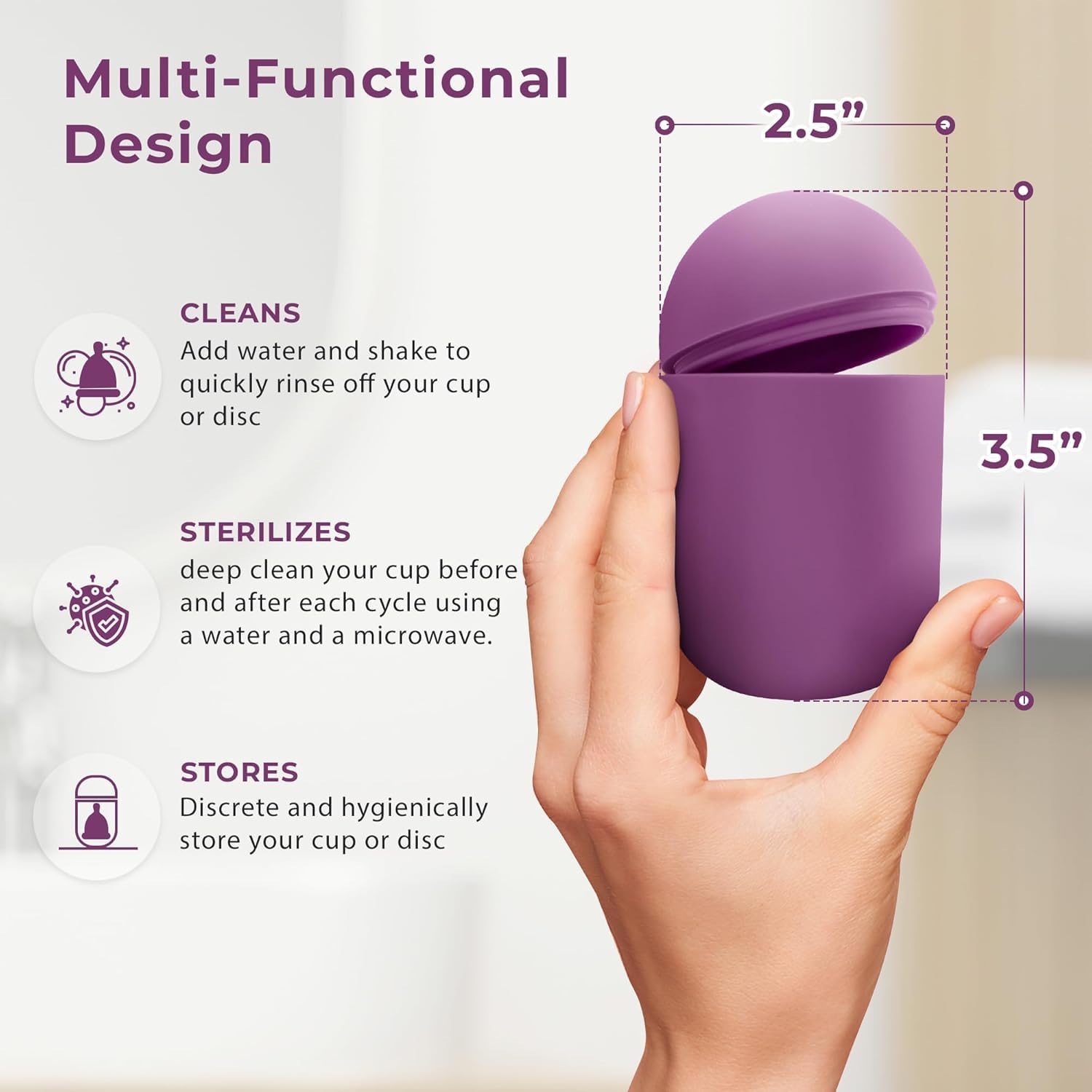 Ecoblossom Reusable Menstrual Disc - Menstrual Cup - Soft Period Disc for Women Designed with Tab, Medical-Grade Silicone Period Cup