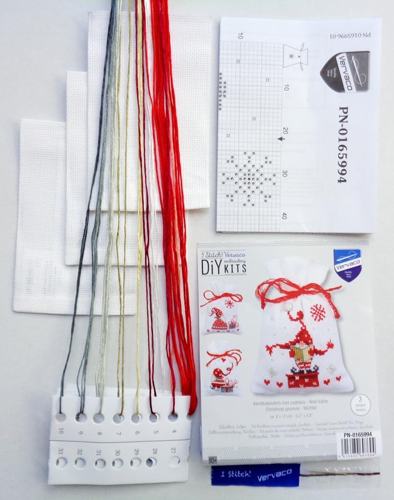 Vervaco Bag kit Christmas Gnomes Set of 3, 4,8 inch