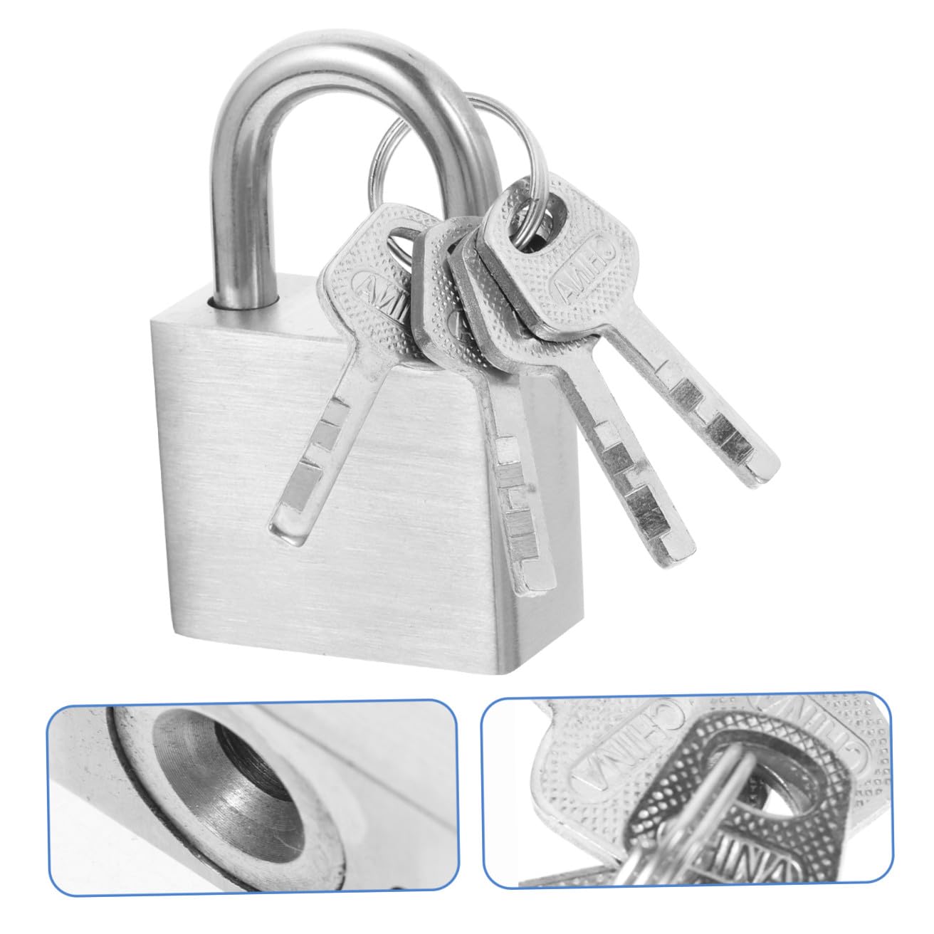 NUOBESTY 3 Pezzi Lucchetto in Acciaio Inossidabile Bagaglio Blocco Mini in Acciaio Serrature Per Valigie Lucchetto Con Chiave Blocco Esterno Mini Serrature Con Chiavi Valigia Argento