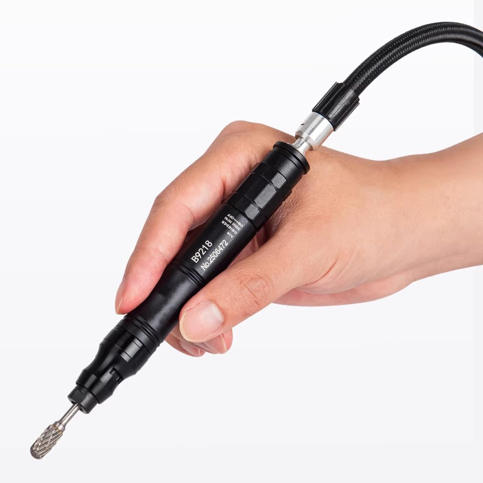 Kit de molinillo neumático de lápiz, herramienta de grabado micro de aire de alta velocidad, 75.000 RPM, 10 cabezales incluidos, capacidad de portabrocas de 2,38 mm/3 mm para corte y pulido industrial