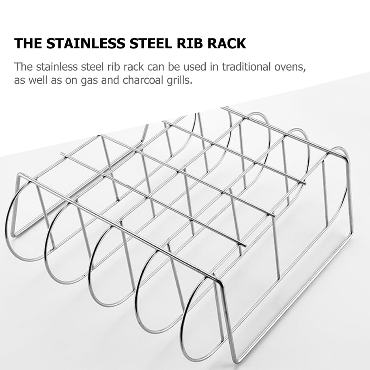 Supporto per Costine BBQ in Acciaio Inossidabile Argento Design Ergonomico e Facile da Pulire, per Casa e Picnic, Accessorio per Grigliare Pollo e Costolette