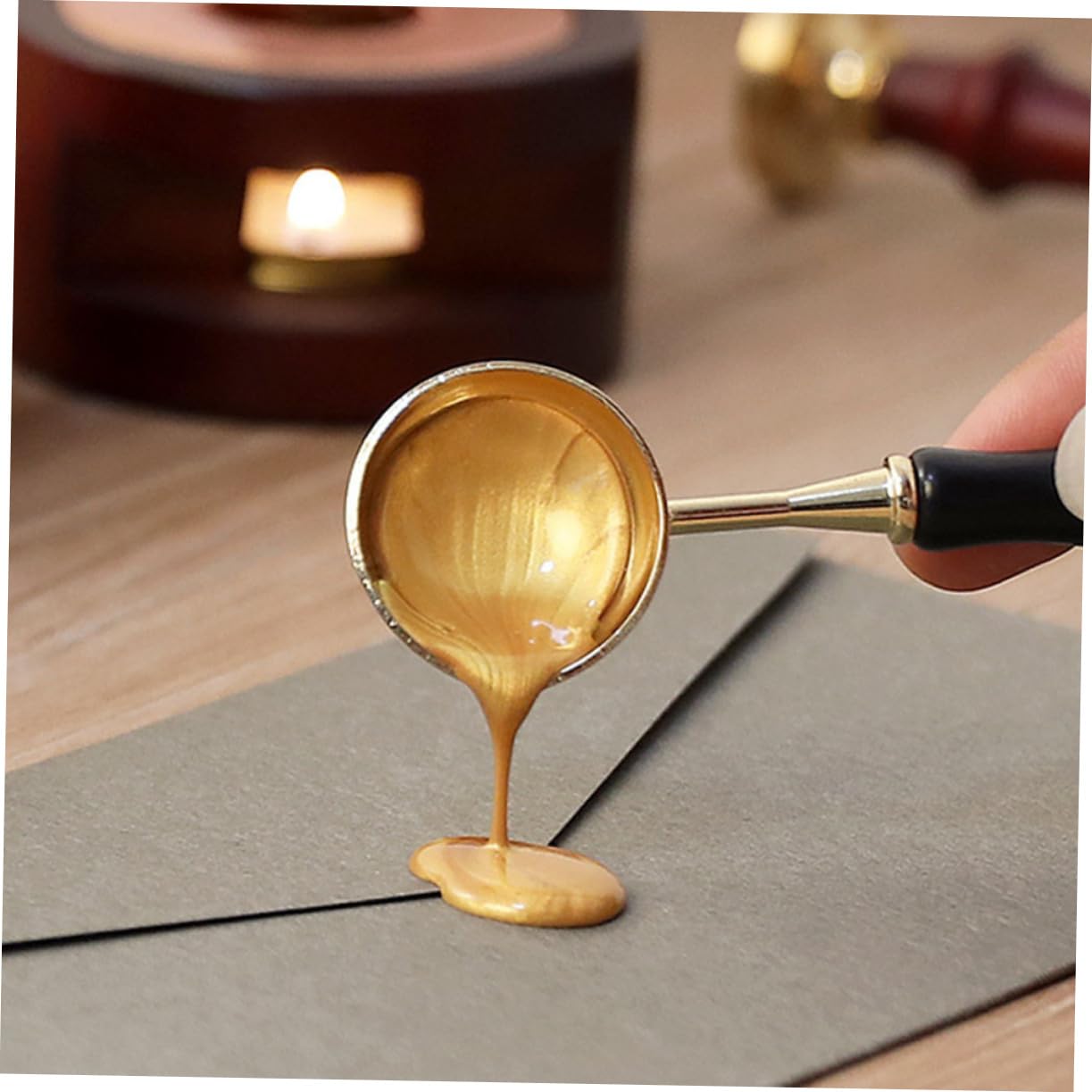 Artibetter Sellos de Cera Transparente con Cuchara para Derretir Cuentas de Lacre para Sellos Lacre para Envolver para Sellar Sobres y Proyectos de Arte