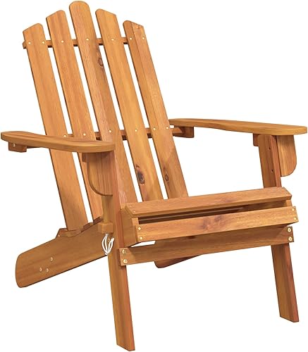 vidaXL Silla Adirondack para patio con diseño ergonómico, hecha de madera de acacia maciza, acabado en aceite, plegable para un fácil