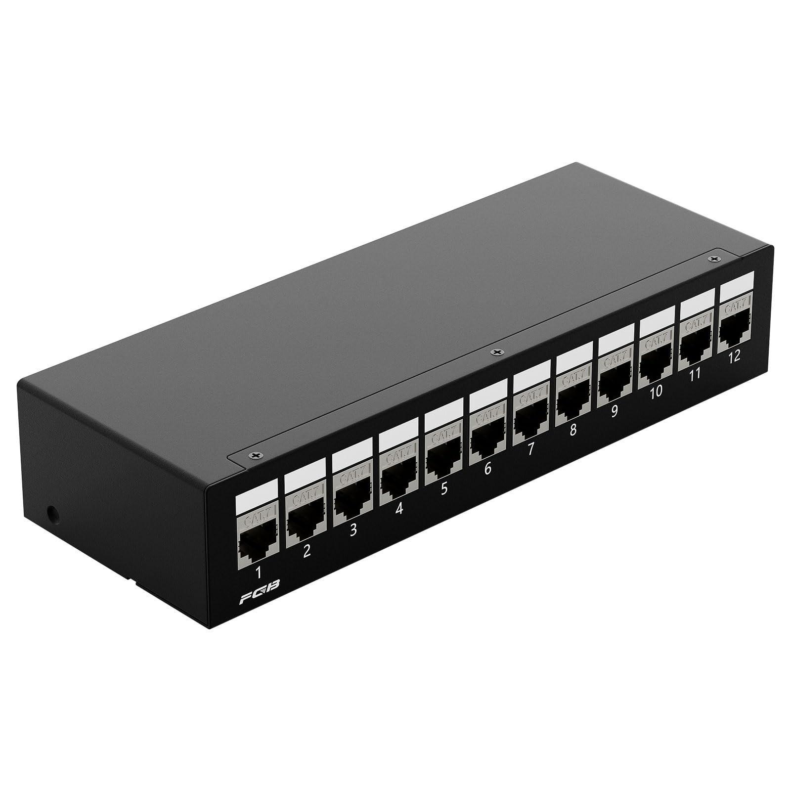 FGB 10 Gbps 12 Port CAT7 Patchpanel mit 12x CAT.7 RJ45 Keystone Jack Modul, STP Patchpanel Verteilerfeld für Netzwerk LAN DSL, Kompatibel CAT6 CAT6a CAT7 CAT8 Verlegekabel Netzwerkkabel