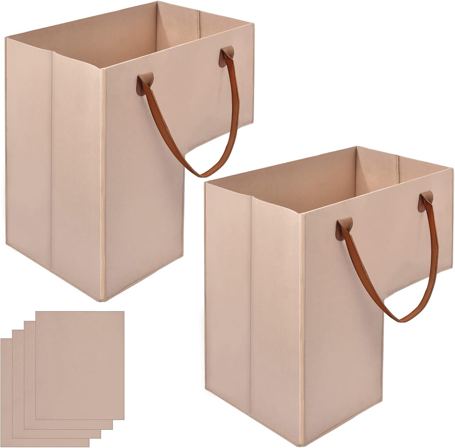 2 Pack Stair Basket with Handle, Foldable LShape Felt Storage Basket