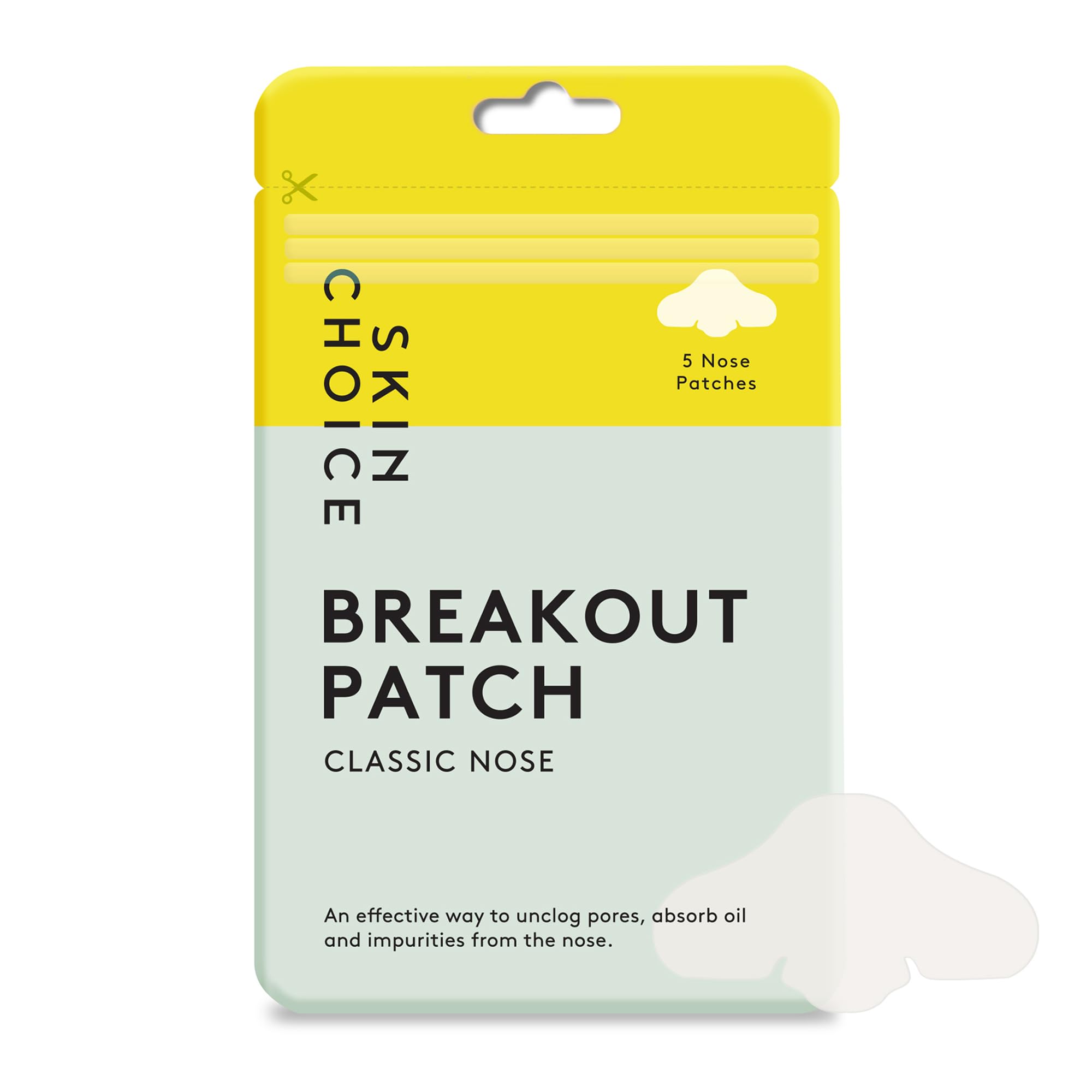 SKIN CHOICE Pore Strips, Breakout Patch Classic Nose Hydrocolloid Patches to Unclog and Shrink Pores, Nose Patch Absorbs Oil