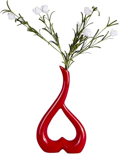 Miniatura 2 de VanEnjoy 10 pulgadas en forma de corazón negro estatuas de cerámica del florero, decoración casera decorativa del florero que amueblan la cerámica