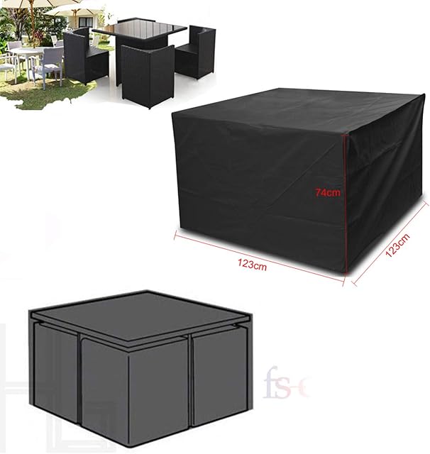 Vinteky Garden Patio Furniture Set Heavy Duty Round/Square Seater Table Waterproof Cover (Square-123 * 123 * 74cm)