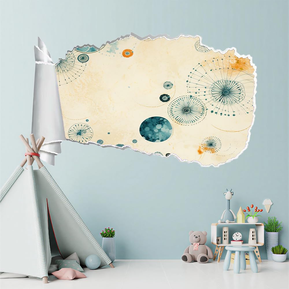 Wandsticker 3D Durchbruch Kreis Wandtattoo kinderzimmer Deko Retro Wandaufkleber Wanddurchbruch Wandsticker Wandbild für Mädchen Zimmer Wohnzimmer Schlafzimmer
