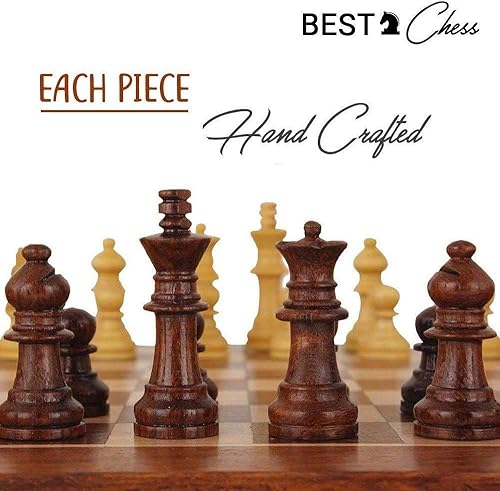 Miniatura 3 de BCBESTCHESS Tablero de ajedrez plegable magnético hecho a mano con reinas adicionales y almacenamiento para ajedrez 16 x 16 pulgadas