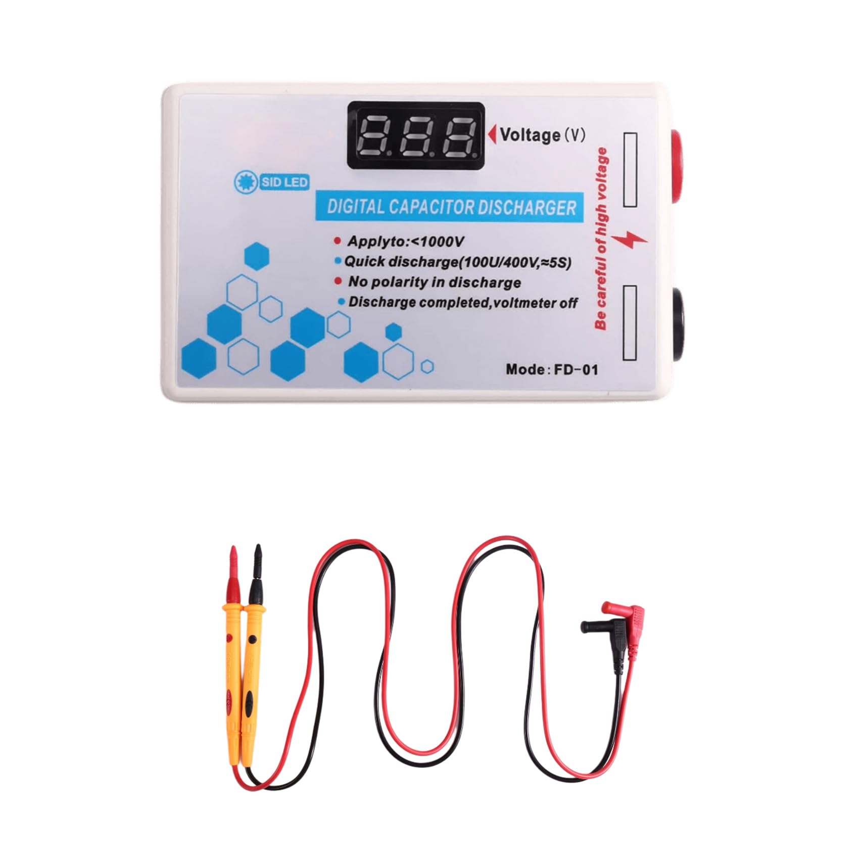 Aundhegrtt As Shown 1000V Battery Capacitor Fast Discharger High Voltage Discharging Tool Digital Capacitor Discharger