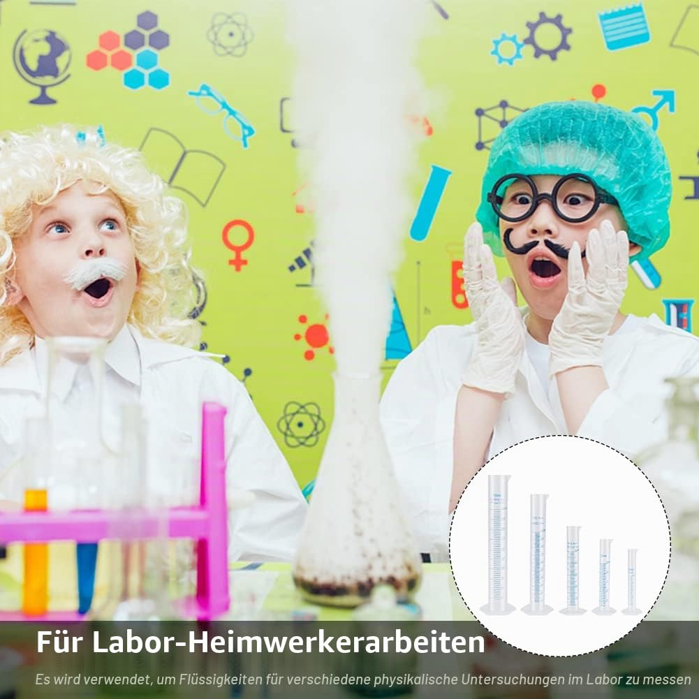 Messbecher aus Kunststoff, Messzylinder, Messbecher, Messwerkzeuge, Labor-Reagenzglas, Ausgießer, 10 ml, 25 ml, 50 ml, 100 ml, 250 ml, 5 Stück