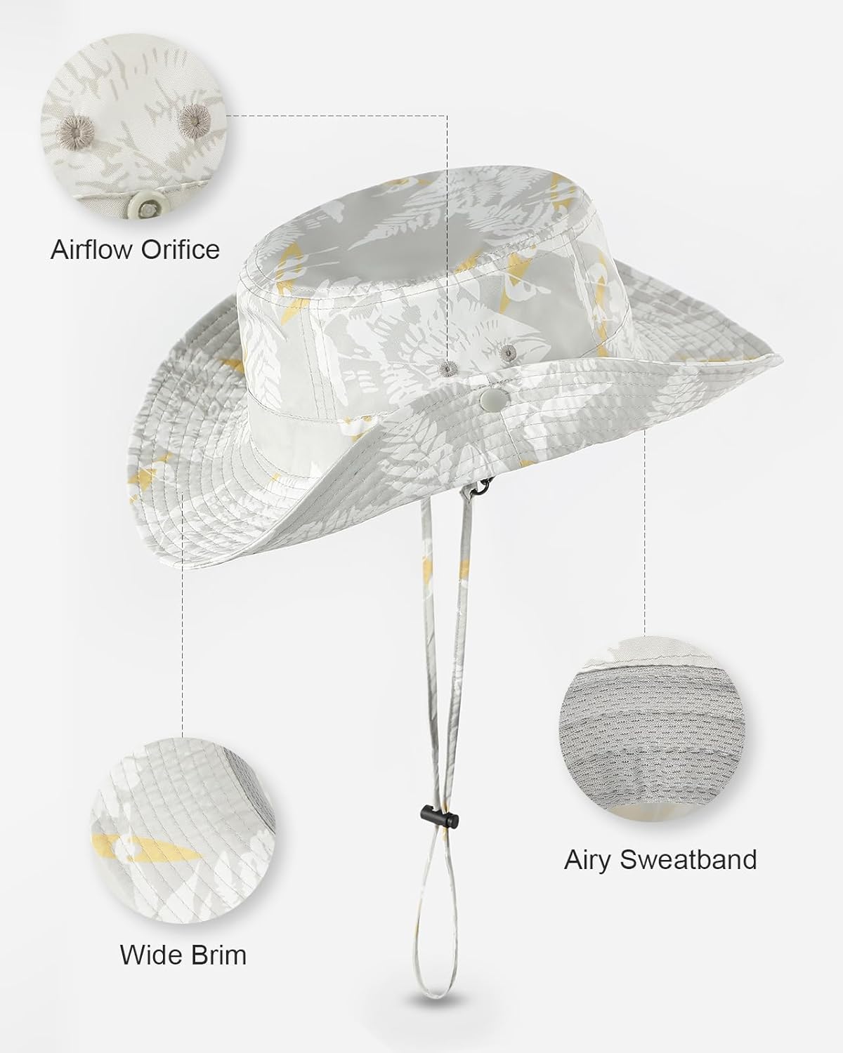 Printed Bucket Hat UPF 50+ Quick-Dry Breathable Sun Hat, Roll-Up Brim Boonie Hat with Adjustable Fit for Beach Hiking Fishing - Image 6