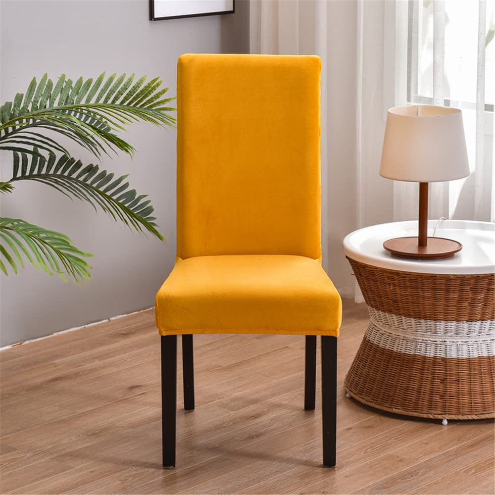 Set di 10 coprisedili in velluto di lusso per sedie con schienale alto, tessuto elasticizzato in elastan, sfoderabile e lavabile, protezione per sedia da pranzo, colore oro solido