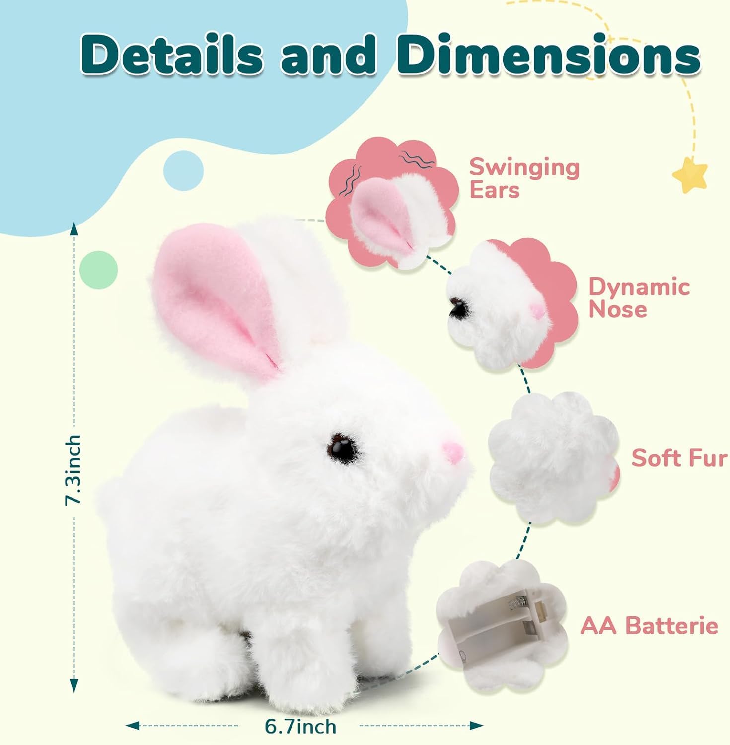 Shivaaro Walking and Talking Rabbit | Walking Rabbit Hopping and Talking Jumping Wiggling Ears Bunny Toy for Baby Kids Plush Soft Dancing 1