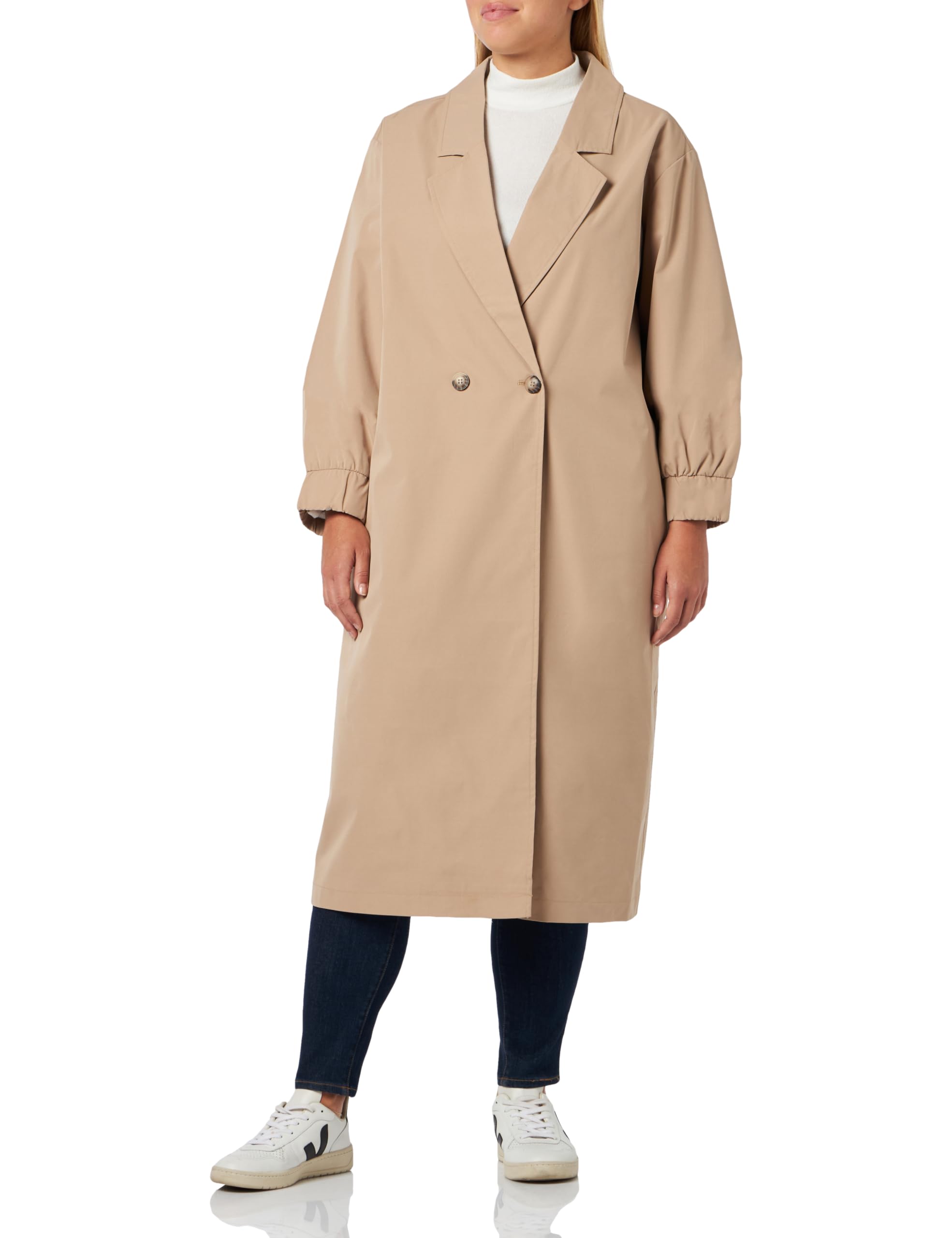 Noisy may MAMALICIOUS Nmsoffy LS Noos Curve Women's Trench Coat, Nomad, 46 Große Größen