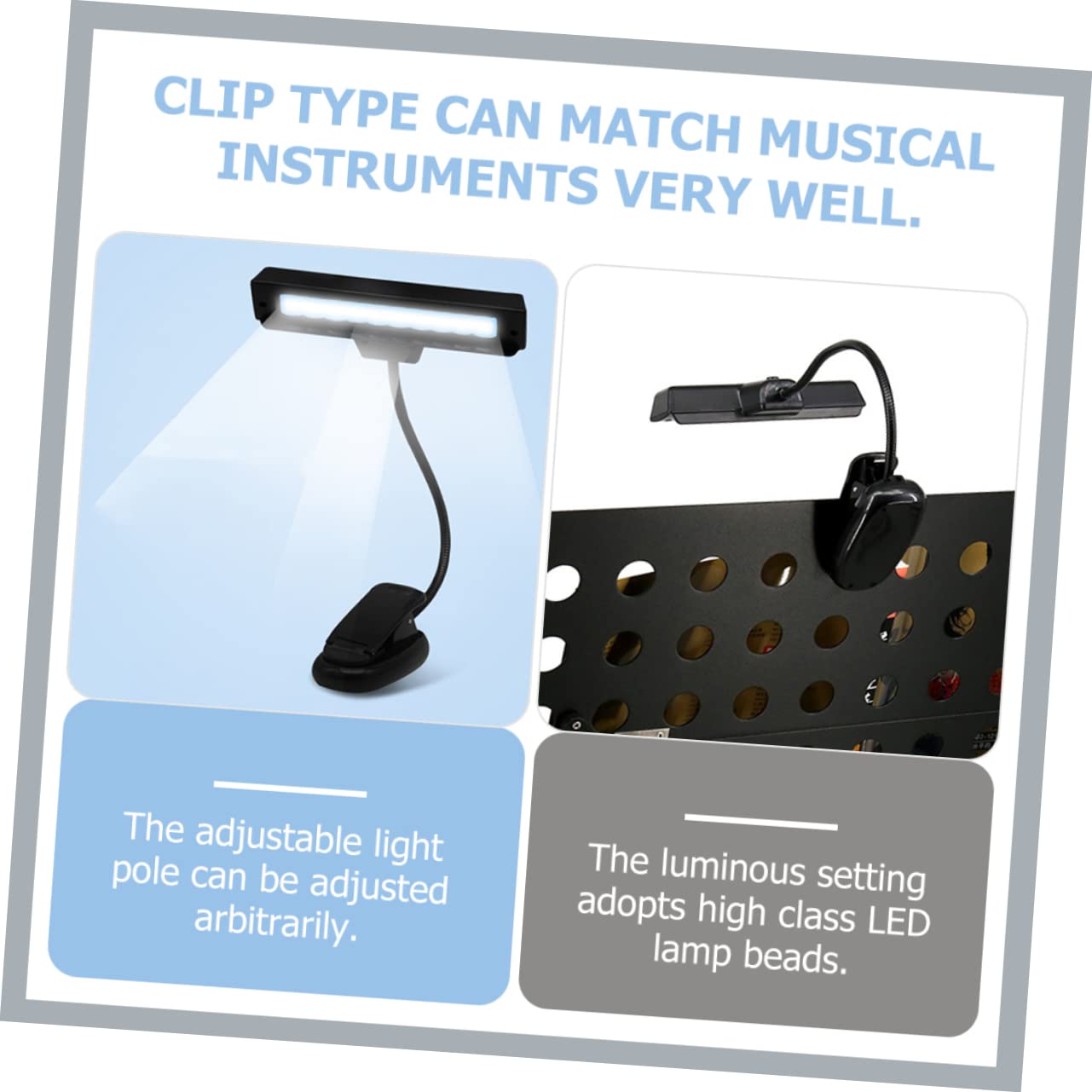VINTORKY Music Stand Lights Led Piano Clip Light Charging Reading Lamp for Bedroom