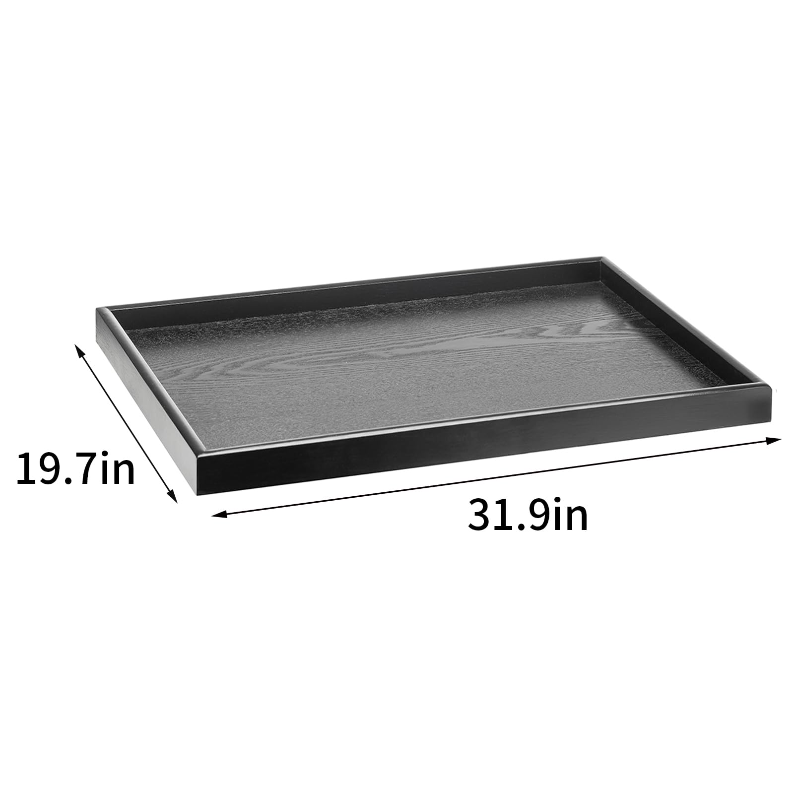 Bandeja extragrande de madera maciza de 32 x 20 pulgadas, bandeja para servir té, mesa de café, aperitivos, comida, cocina, fiesta, bar, servidor, bandeja de desayuno con bordes elevados, bandeja
