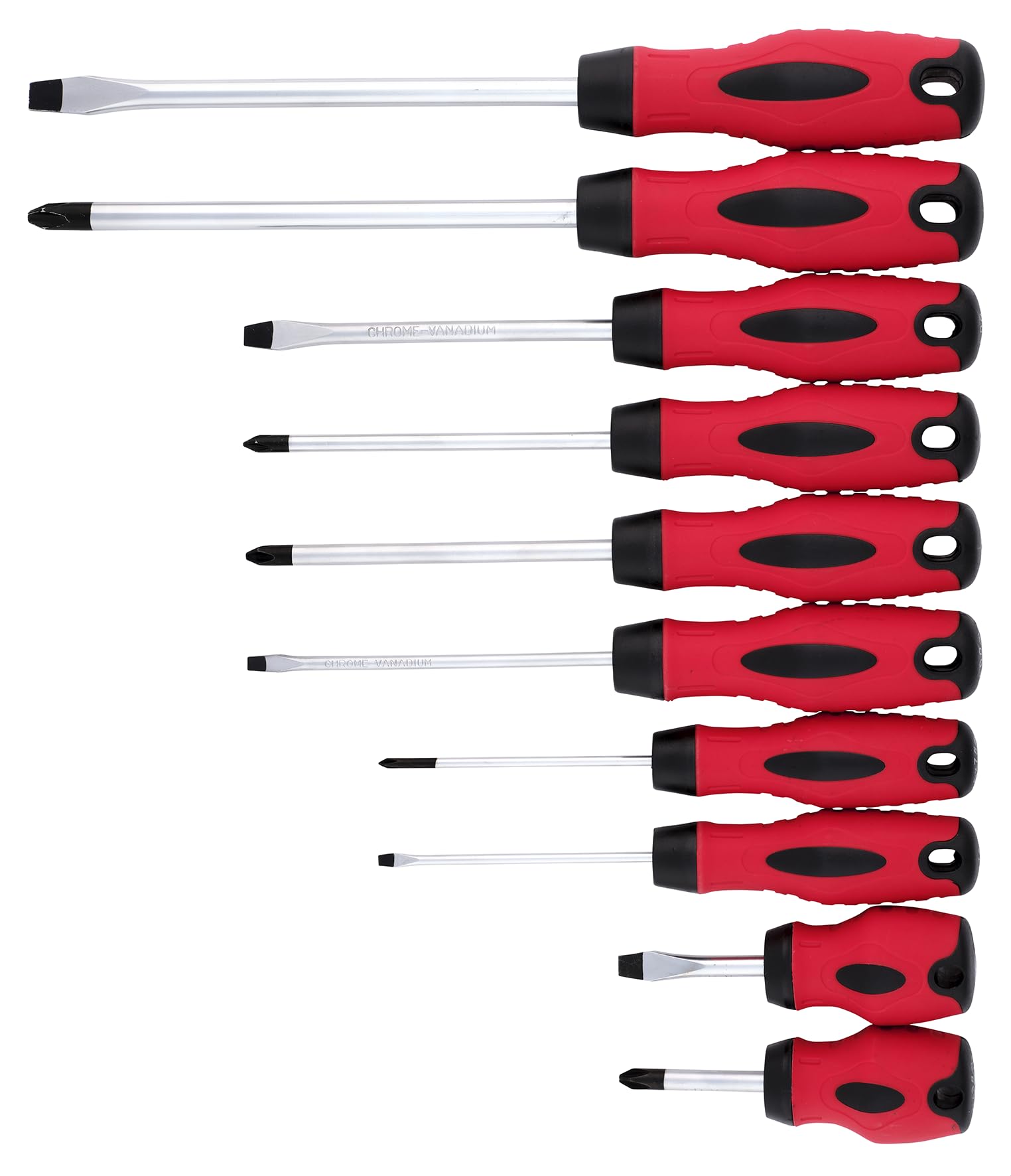 OZZO 10 Piece Magnetic Screwdriver Set, Red and Black