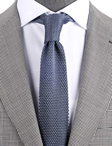 Zenxus 100% Mulberry Silk Knit Neckties, Classic Solid 2(1/4)" Skinny Sock Ties Seda Gray #TOP1