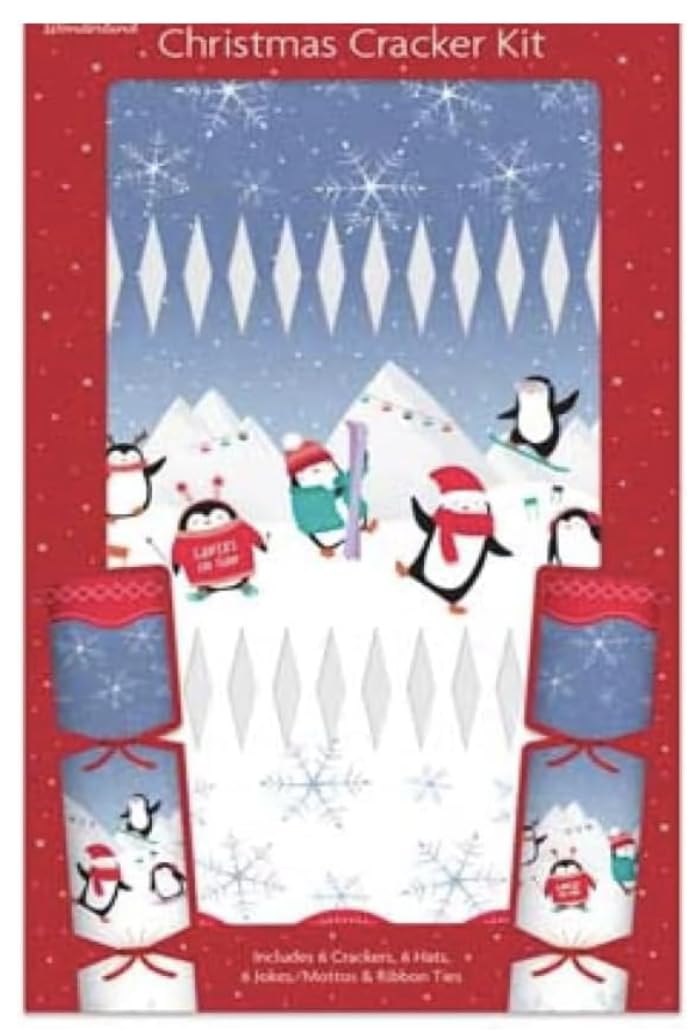 Sync'T Make and Fill Your Own Christmas Cracker Kit - Includes 6 Cracker Kit - Fill With Hats, Jokes/Mottos, Ribbon Ties & Snaps- 3 Designs (Winter Fun)
