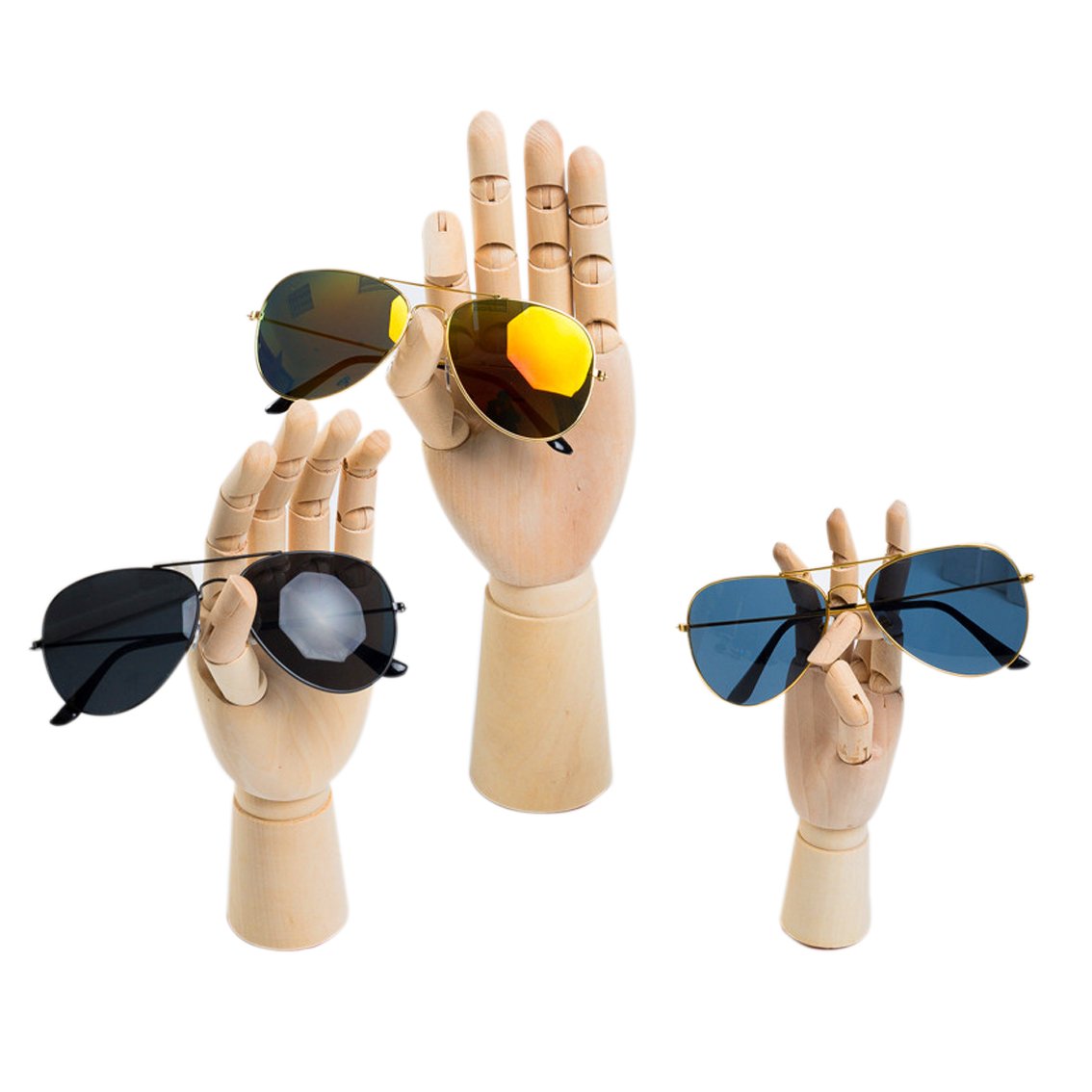 Modellhand aus Holz - 7" die Hölzerne Art Schaufensterpuppe Hand Brille Halter Schmuck Display steht - links/rechts Hand Abbildung Prüfpuppe Handmodell für Zeichnung