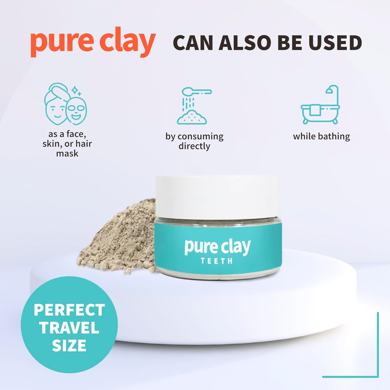 Pure Clay Mineral Tooth Powder, Calcium Bentonite Clay Toothpaste 8oz. image 3