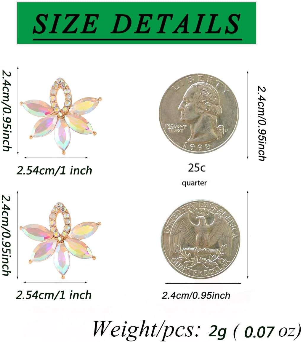 Fancy Rhinestone Statement Stud Earrings Flower Crystal Stud Drop Earrings Wedding Prom Earrings for Women - Image 8