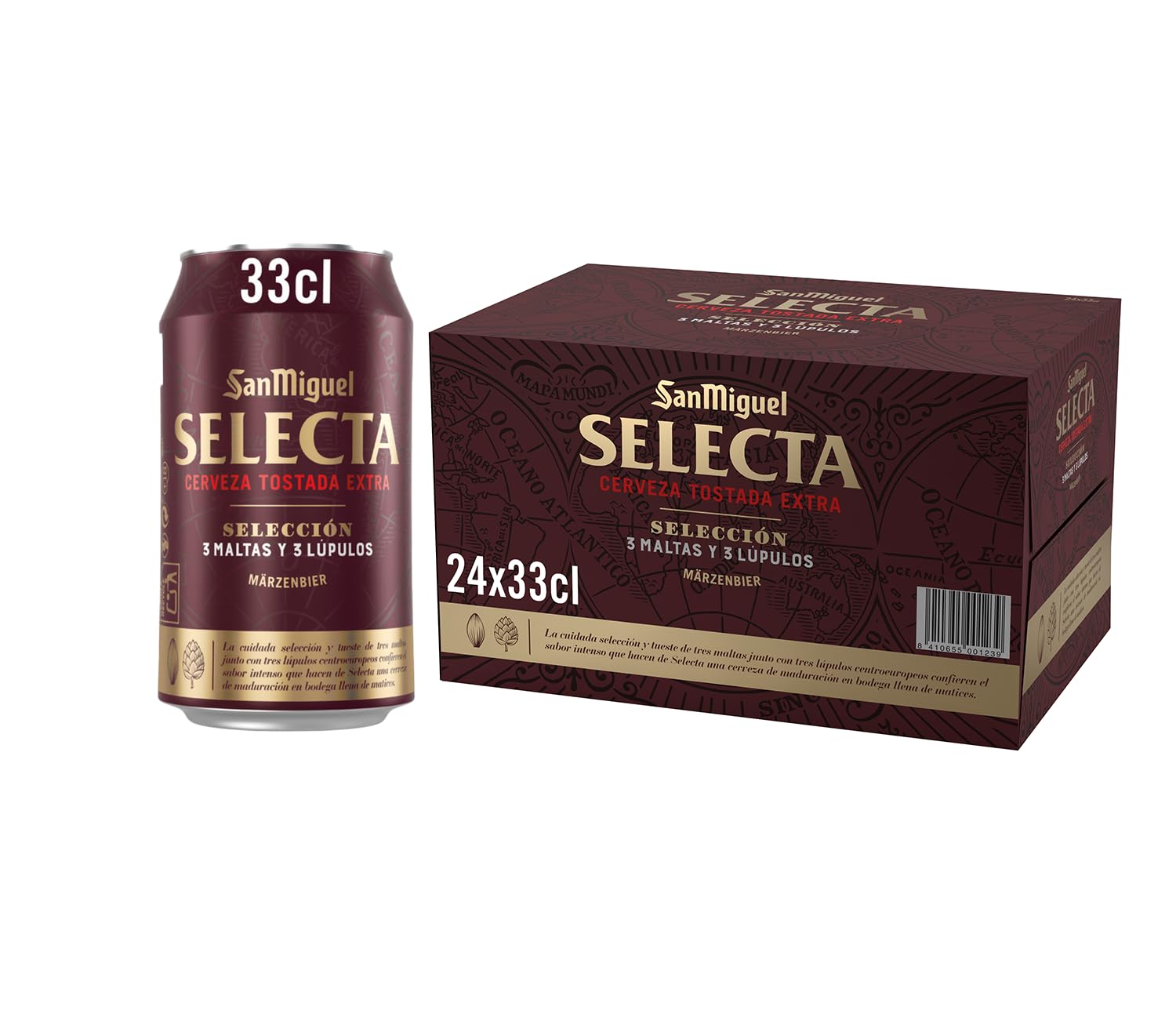 San Miguel Selecta, Cerveza Lager Tostada Extra, Pack 24 Latas x 33cl