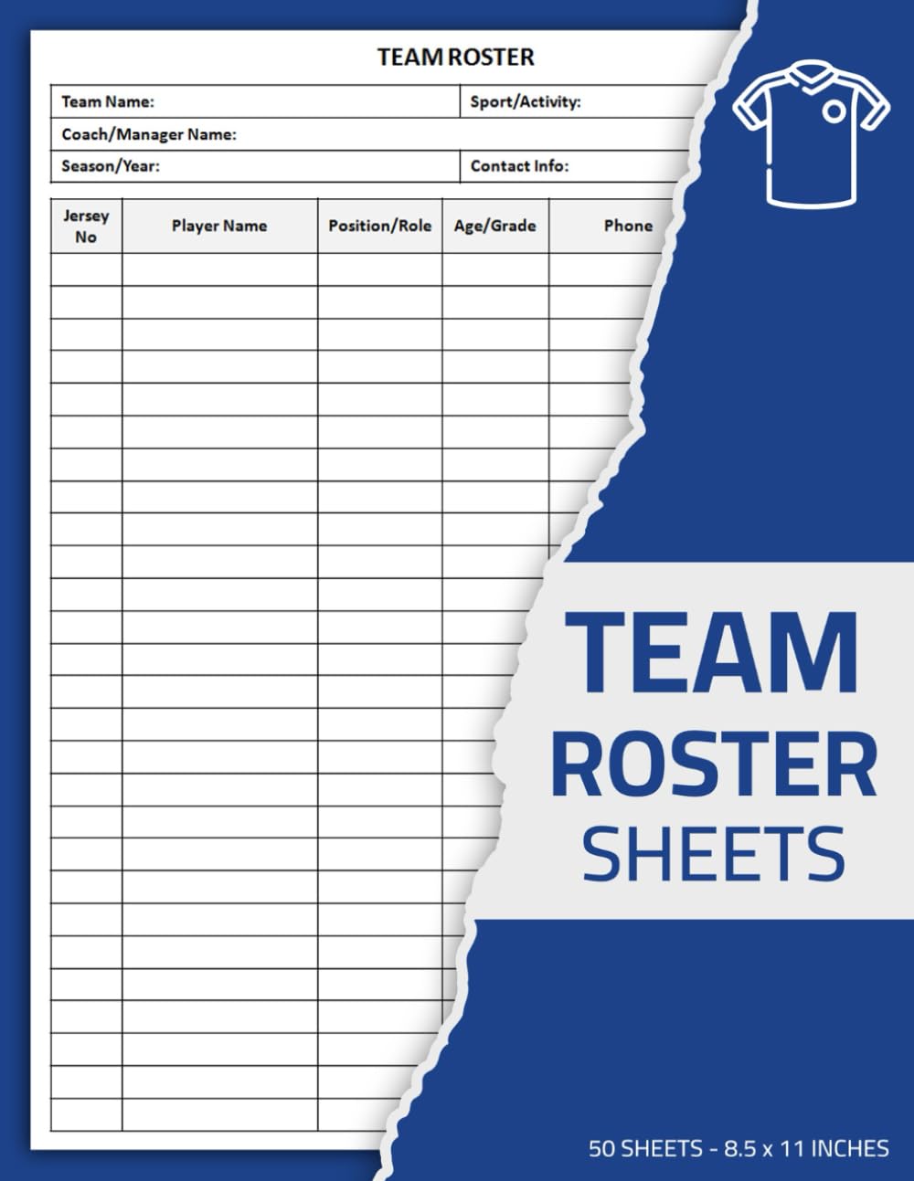 Team Roster Sheets: Sports Team Lineup Sheet Book | 50 Sheets