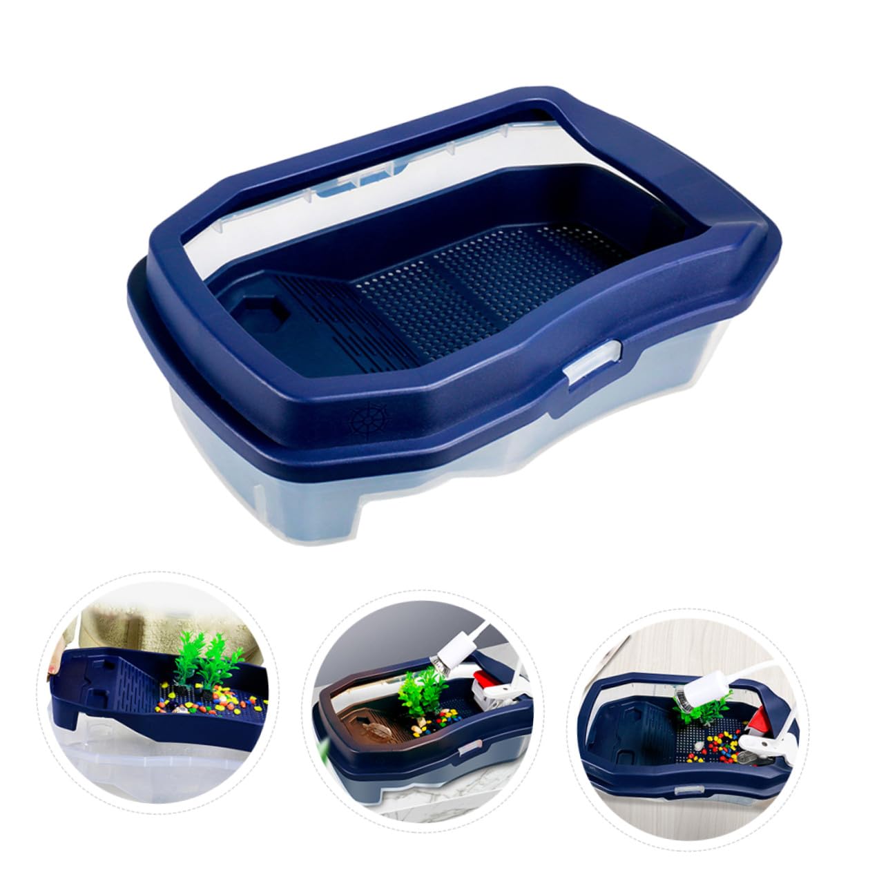 SUPVOX Terrario de Tortugas Plataforma de Secado y Tanque de Agua Doble, Plástico Resistente a Golpes y Desgaste para Alimentación y Hibernación