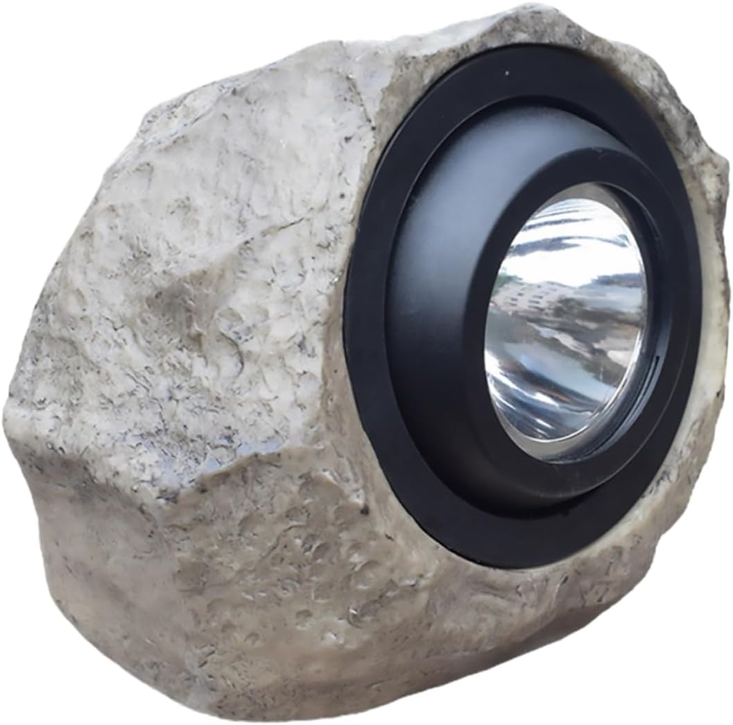 BESPORTBLE Solar Decorative Lamp Imitated Stone Spotlight Outdoor Garden Lawn Light Resin Courtyard Lamp with Adjustable White and Warm Light for Patio Landscape