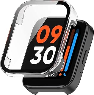 TINGYR Capa para Realme Realme Watch 3, PC + vidro temperado para proteger a tela, capa anti-queda, tudo incluído para relógio Realme Realme Realme 3. (transparente)