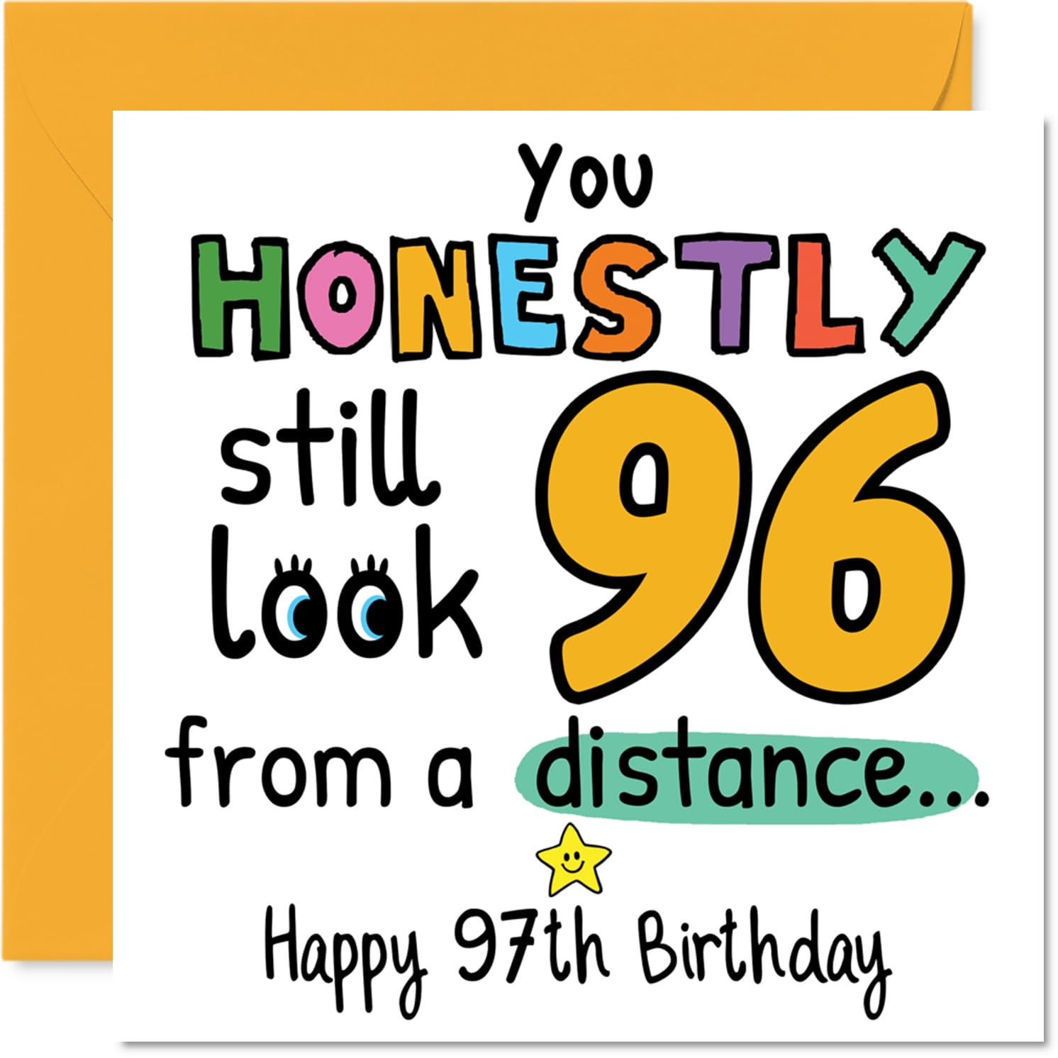 97th Birthday Cards for Men Women - From a Distance - Happy Birthday Card for 97 Year Old Man Woman Nanny Nan Auntie Grandad, 145mm Bday Greeting Cards