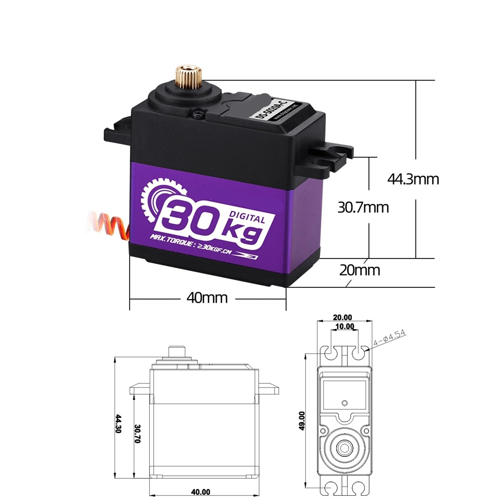 20kg 30kg 180° 300° Digital Servo Metal Gear Motor 1Pcs(30KG 180Degree Core)