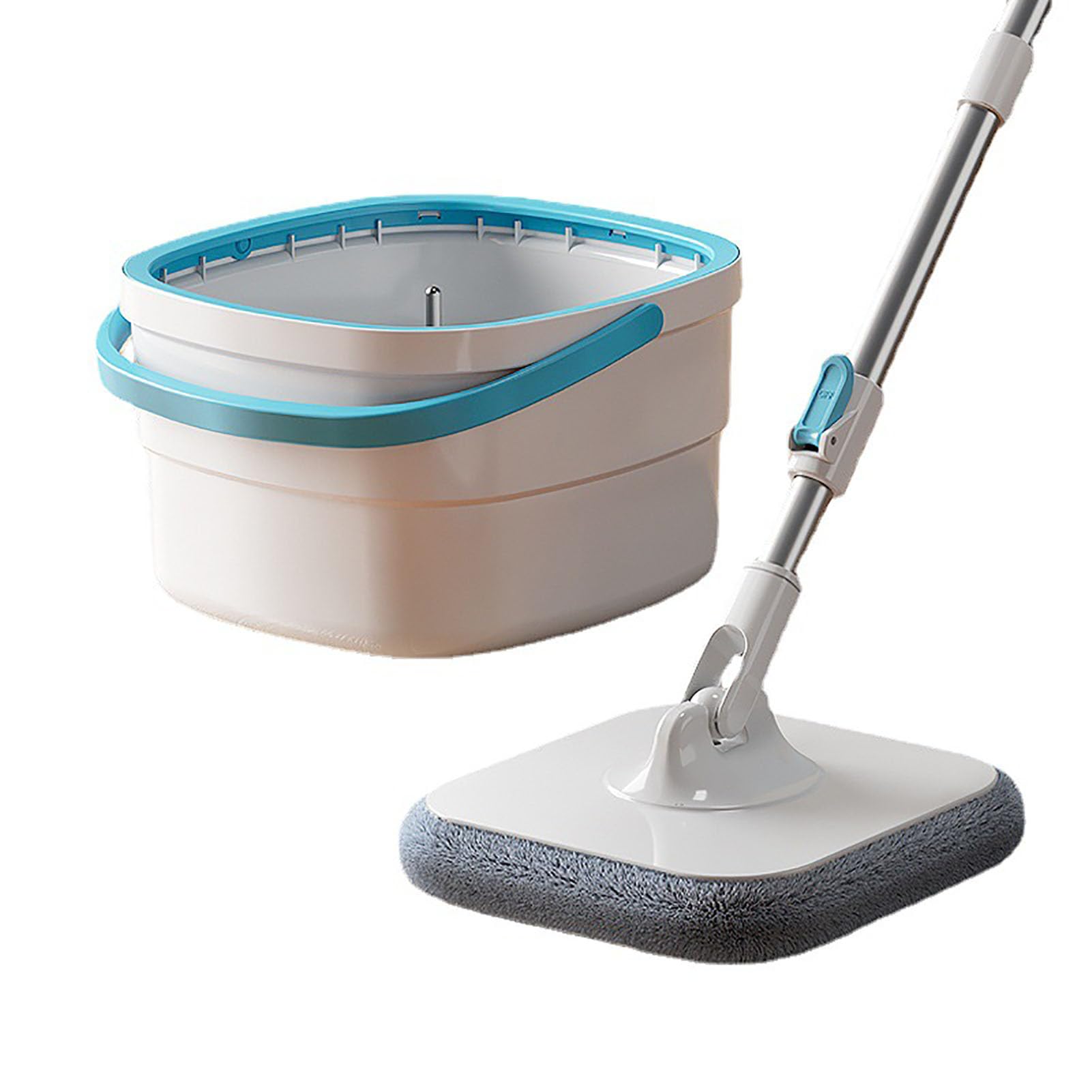 Recambio Fregona con Cubo Escurridor, Fregona Autoescurrible con Función de Separación de Agua Sucia, Fregona Microfibra Rotación con Mango Retráctil, para Limpiar Paredes de Suelo,Six Cloths