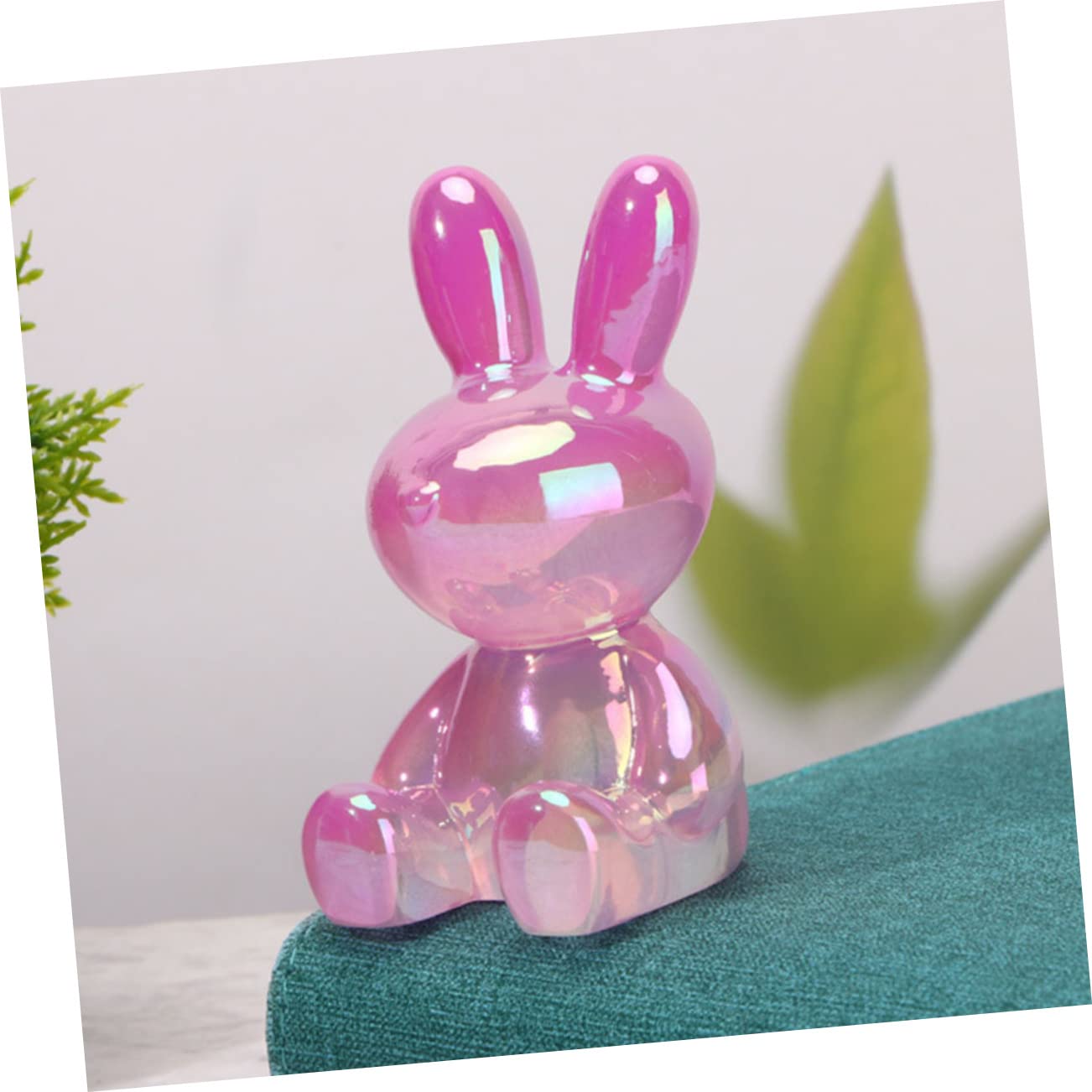 Toyvian 3pièces Ornement Résine De Lapin Transparent Moderne Figurine Décorative pour Table Décoration De Jardin Et Balcon Motif Unique Rose Pastel