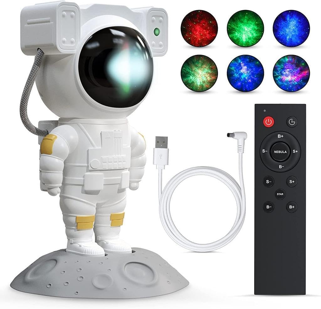 DADEE Astronaut Galaxy Star Projector Night Light/Lamp with Remote Control | Rechargeable 360° Rotation Magnetic USB Adjustable Timer Night Light for Kids - Abs, Fluorescent, White-image-19