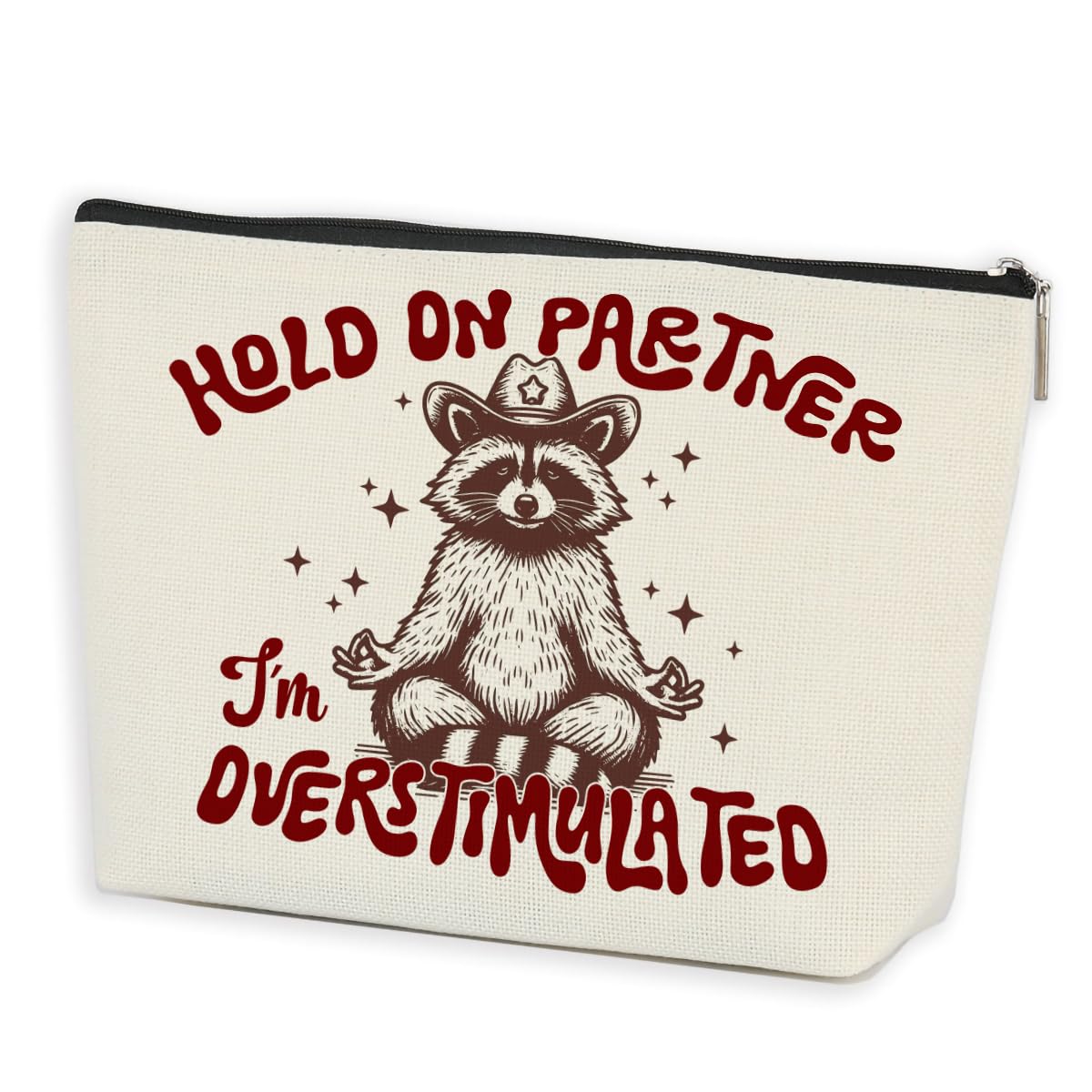 Funny Western Raccoon Makeup Bag Sarcastic Animal Humor Cosmetic Bag Raccoon Stuff Raccoon Gifts Funny Gifts for Women Raccoon Lovers Friends Bestie