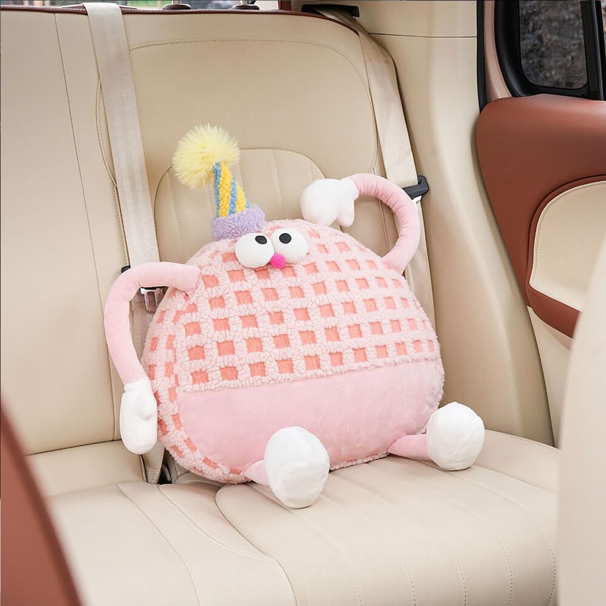 Generic Car headrests, Cartoon car Neck Pillows, Comfortable and Soft car seat Pillows, Cute Neck Pillows Suitable for Travel and Home 2 Pieces (50 * 45CM), Pink, RX001