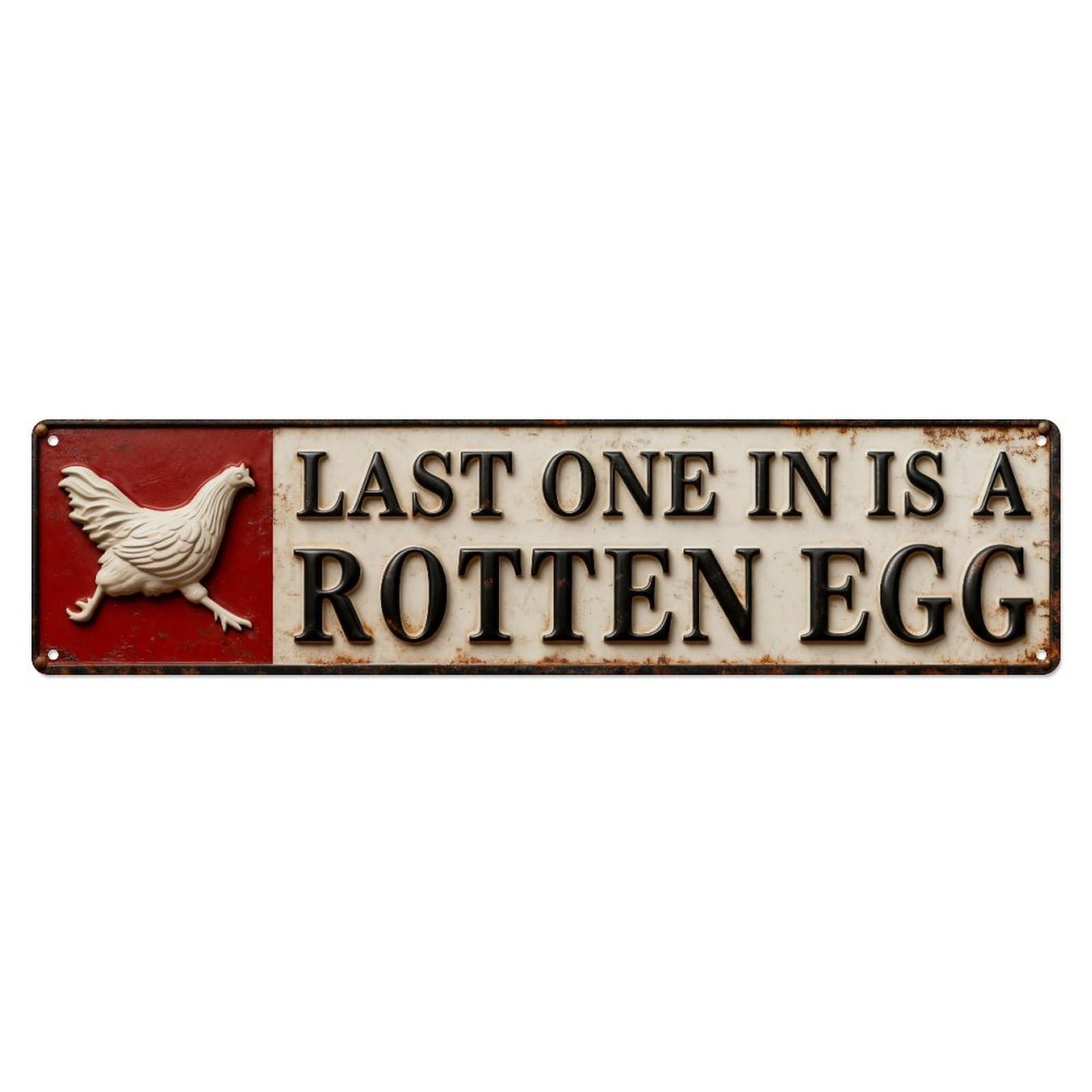 Iageret Vintage Chicken Last One In Rotten Egg Metal Tin Sign Retro Wall Decor, Bar Garage Cafe Kitchen Home Wall Art Poster Decoration 4X16inches
