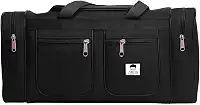 Bolsa de Viagem Grande, Preta, Multi-Compartimentos com Zíperes, Alças Resistentes Mala de Mão Viagem Avião Nylon