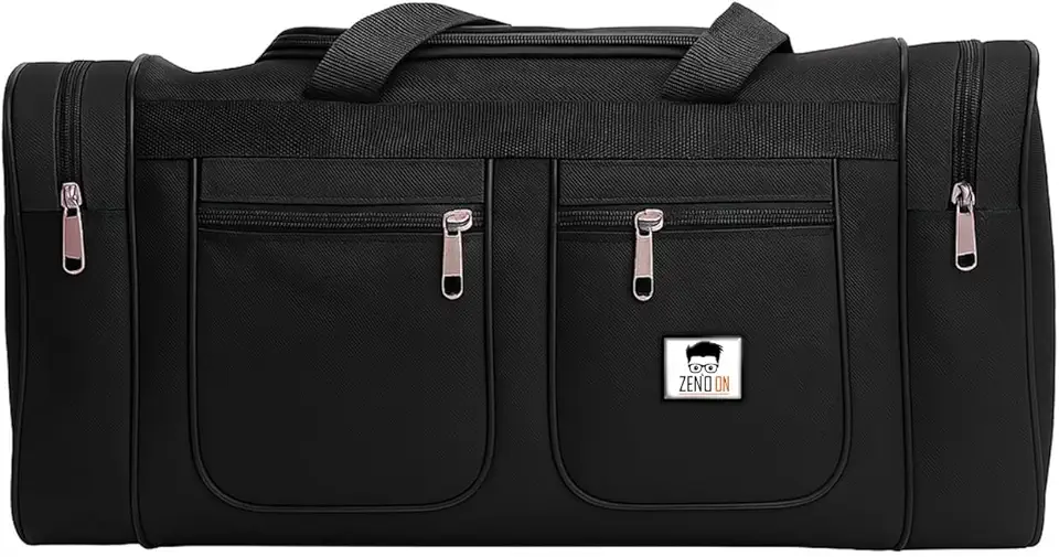 Bolsa de Viagem Grande, Preta, Multi-Compartimentos com Zíperes, Alças Resistentes Mala de Mão Viagem Avião Nylon