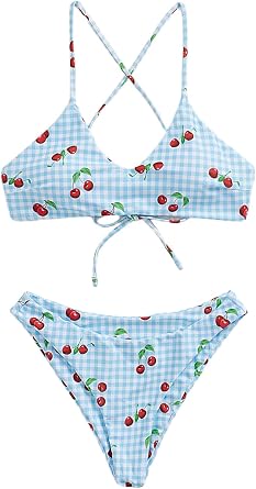 SHENHE Womens Bikini Set 2 Piece Criss Cross Tie Back Boho Swimsuits
