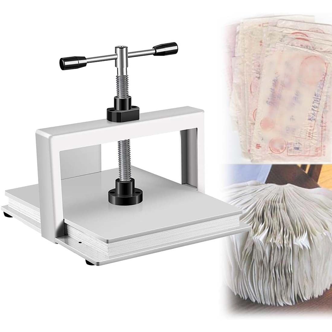 Máquina de prensa manual de papel para papel de álbum de recibos, herramienta de aplanamiento de libros A4/A3 con presión de 3300 libras para aplanar papel pesado