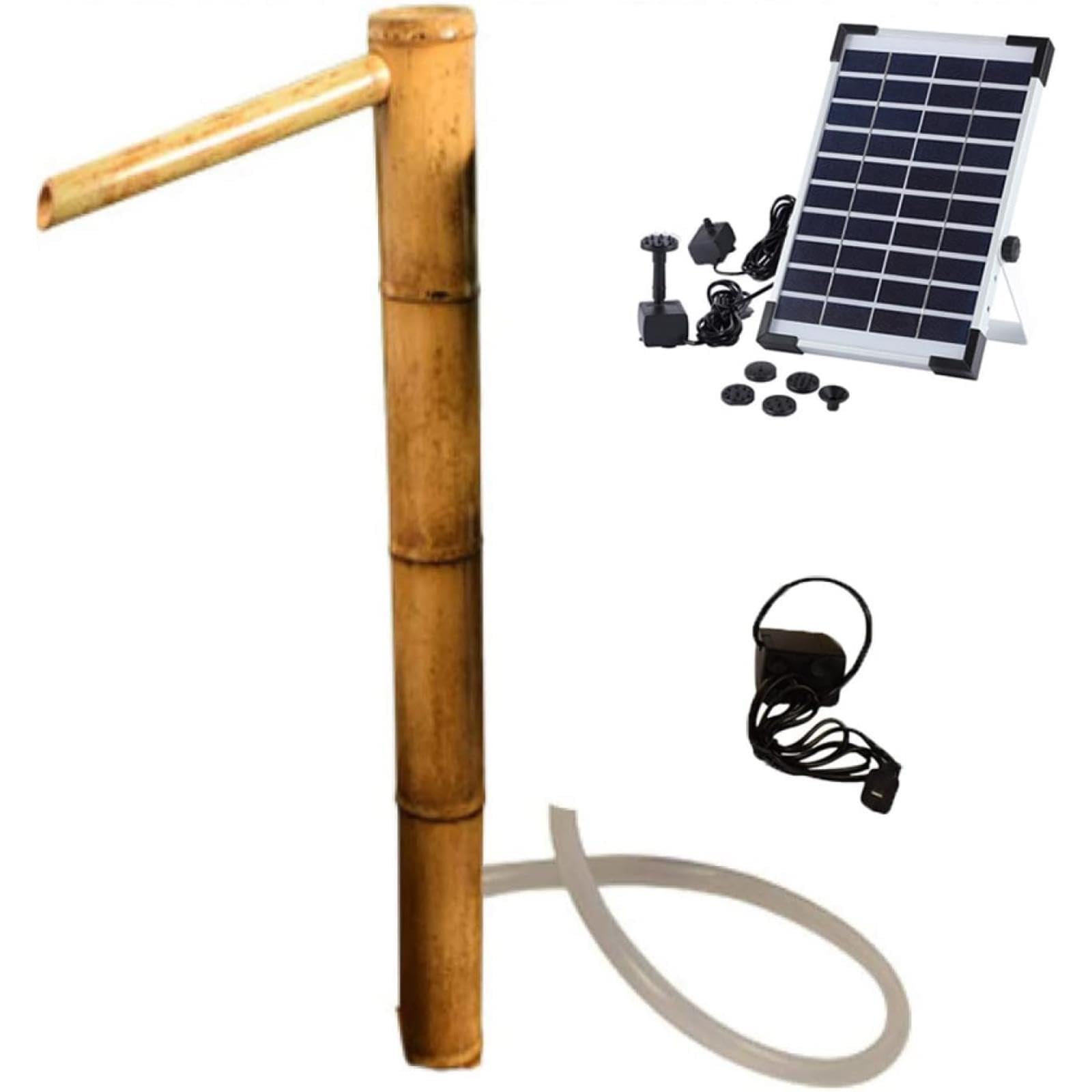 asdchZen Bamboo Fountain Kit, Bamboo Fountain For Garden, Solar Bamboo Water Fountain, Bird Bath Zen Garden Water Fountain With Pump, For Lawn Garden Backyard, 60Cm/23.6In