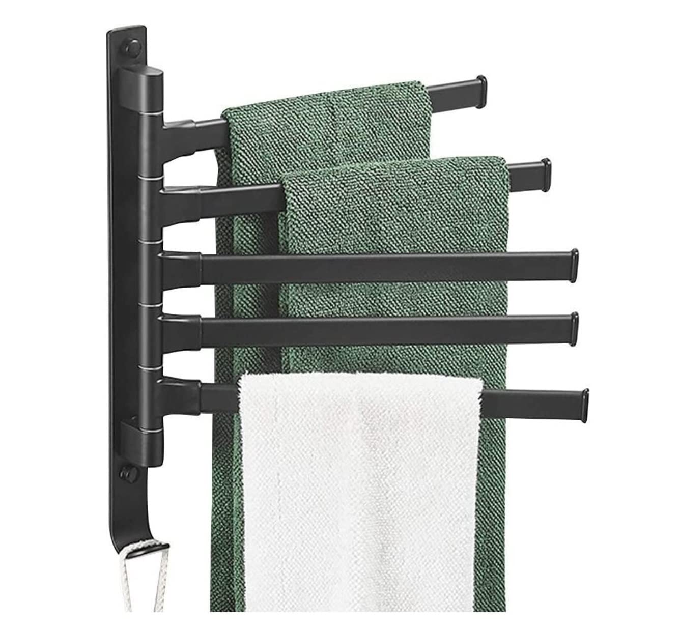 Towel Rack Rail Folding Swivel Bar Space Aluminum Wall Mounted Swing Bath Bathroom Kitchen Holder(5Bar)