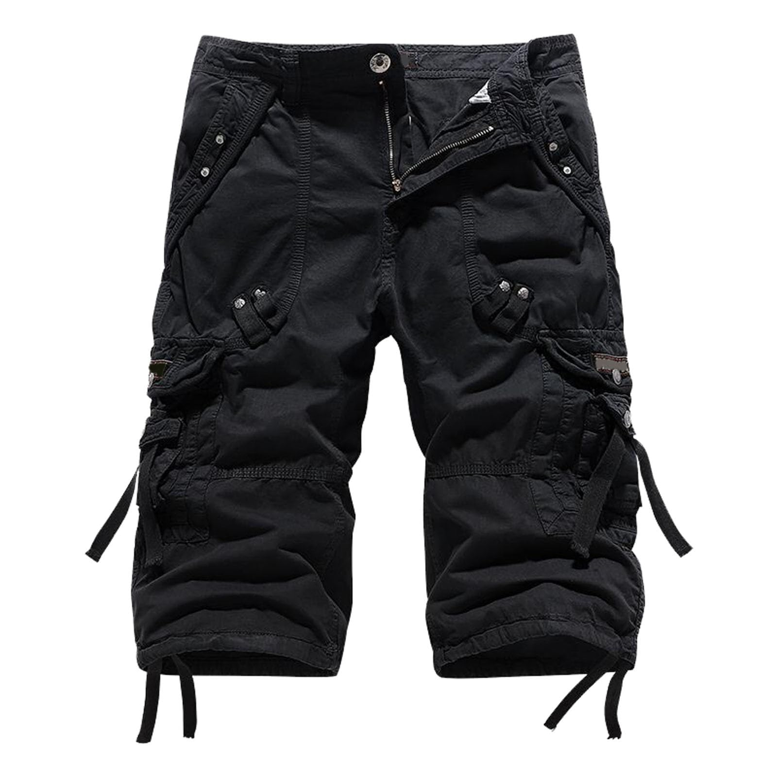Cargo-Shorts für Herren, 3/4-Unterknie, leger, Baumwolle, Caprihose, Sommer, Outdoor, Laufen, Wandern, Spazierengehen, Arbeitshose